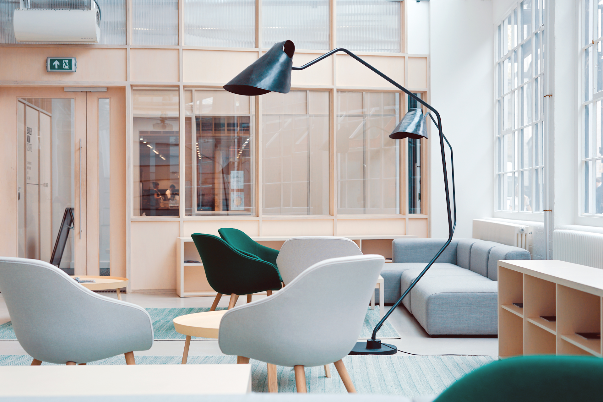 Minimal interior with sofa and plants